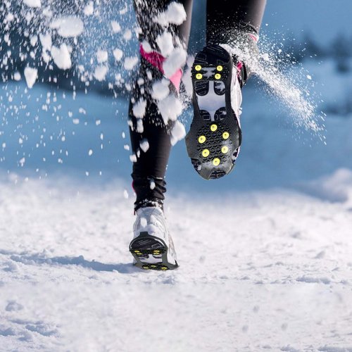 EWENYS Ice & Snow Grips for Shoes and Boots, Removable Snow Shoe Spikes, Anti Slip Ice Grippers for Trekking, Hiking, Jogging in Winter Outdoor(XL)