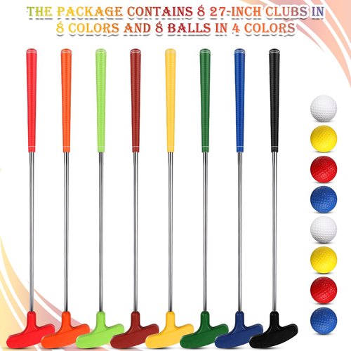 Hiboom 8 Pack Golf Putter Bulk Putter for Left and Right Handed Golfers with 8 Practice Golf Balls(25 Inch,Multi Color)