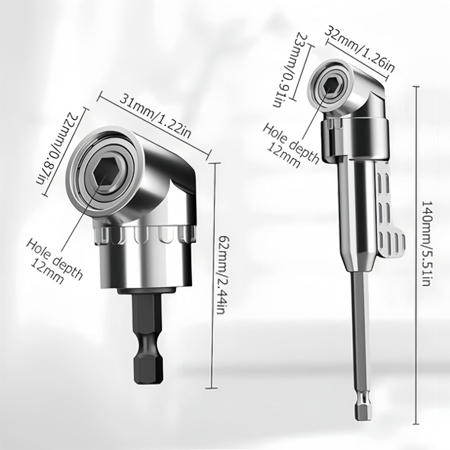 105 Degree Right Angle Drill Adapter, 2025 New 1/4" Hex Shank Driver Angle Drill Attachmen for Screwdriver & Drill(Long+Short) ﻿ ﻿ ﻿ ﻿ ﻿
