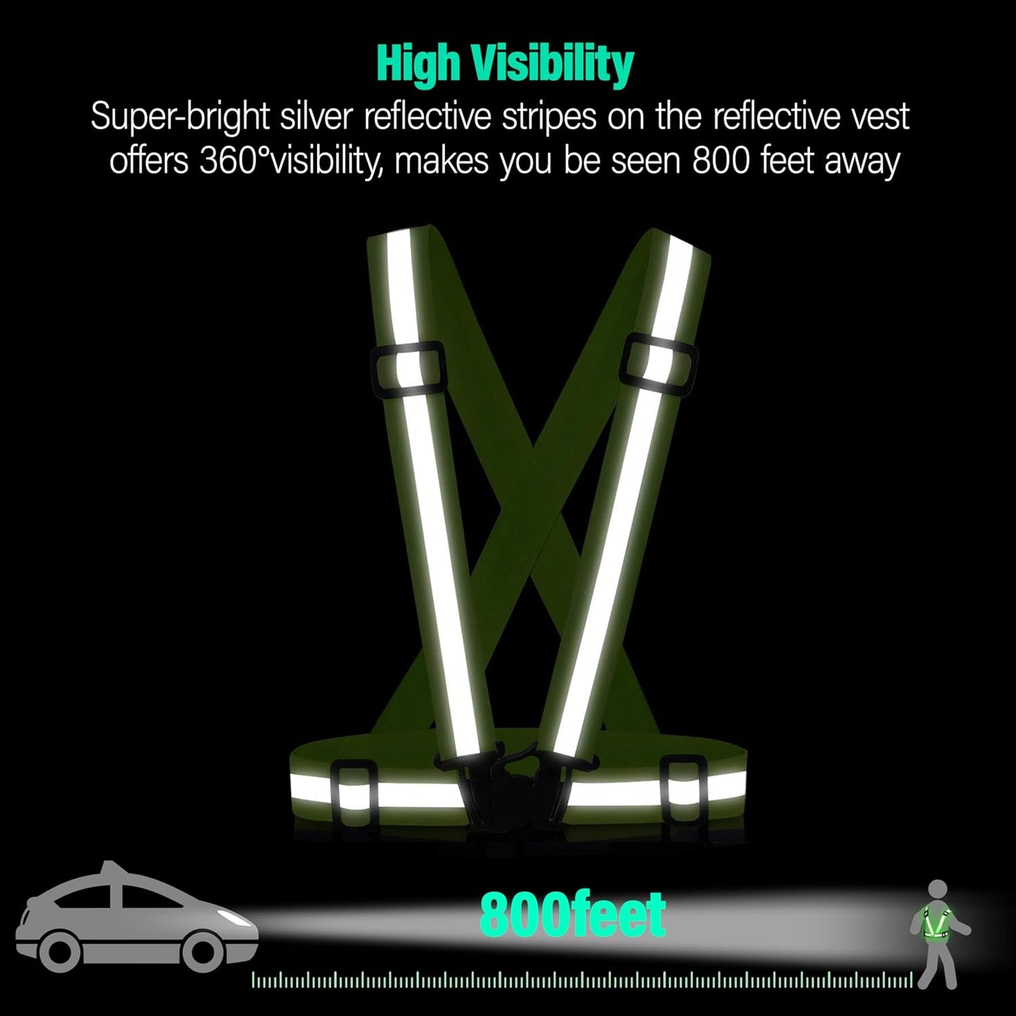 Skiennix Reflective Vest | High Visibility Safety Gear for Running, Cycling & Walking - 2 Pack