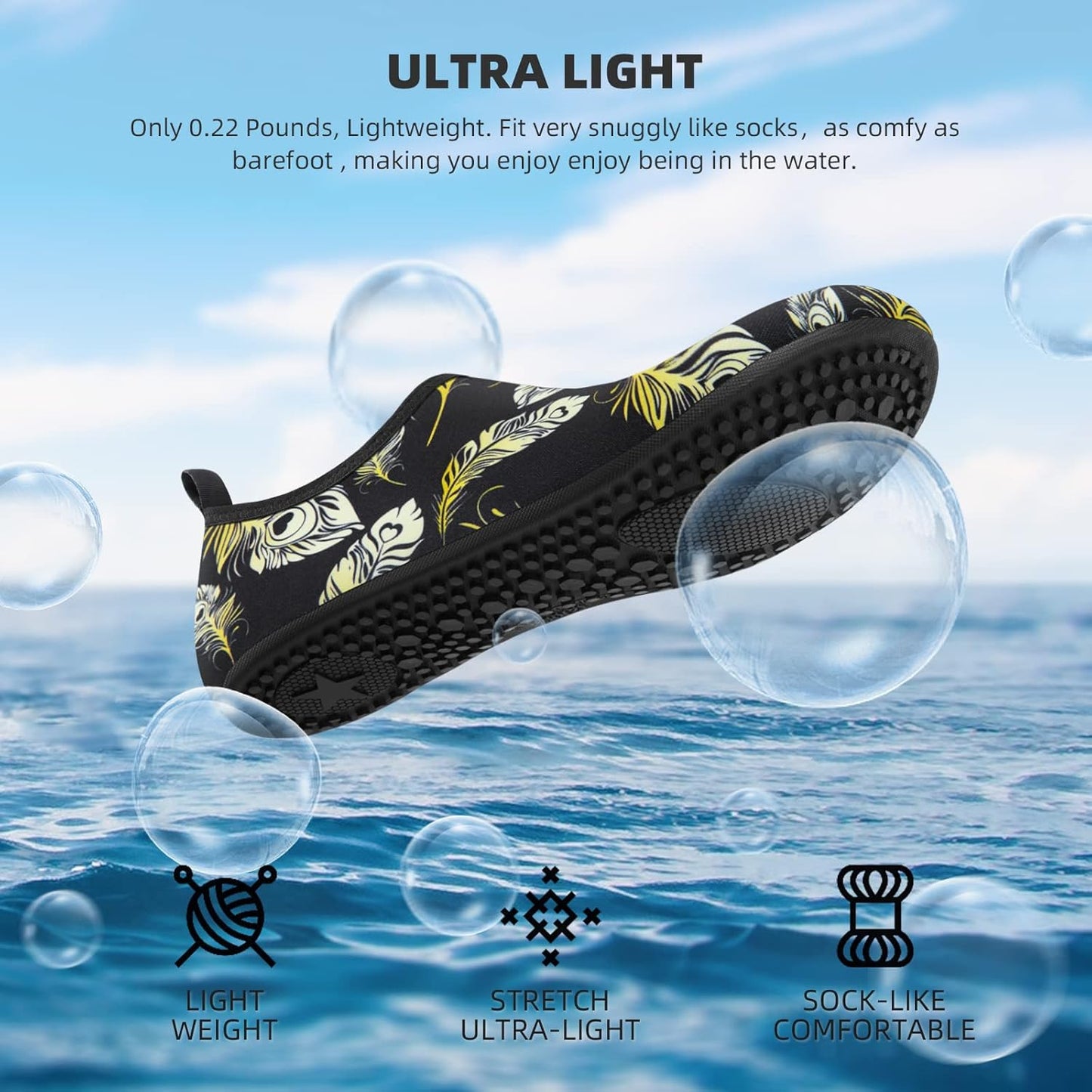 Skiennix Water Shoes - Quick-Dry Aqua Socks for Men & Women | Ideal for Beach, Pool & Yoga Activities