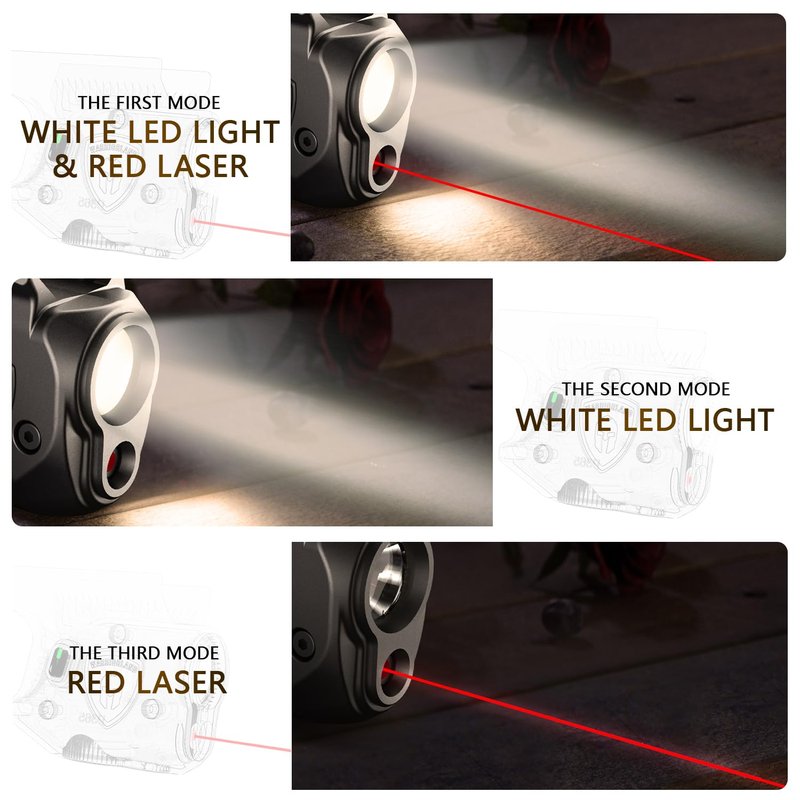 WARRIORLAND Pistol Light Laser Combo Fits Springfield Armory Hellcat Pro, Compact 150-Lumen Trigger Mounted Tactical Weapon Light with Red Laser & White LED, Power Indicator & 3 Light Mode, SLL-110
