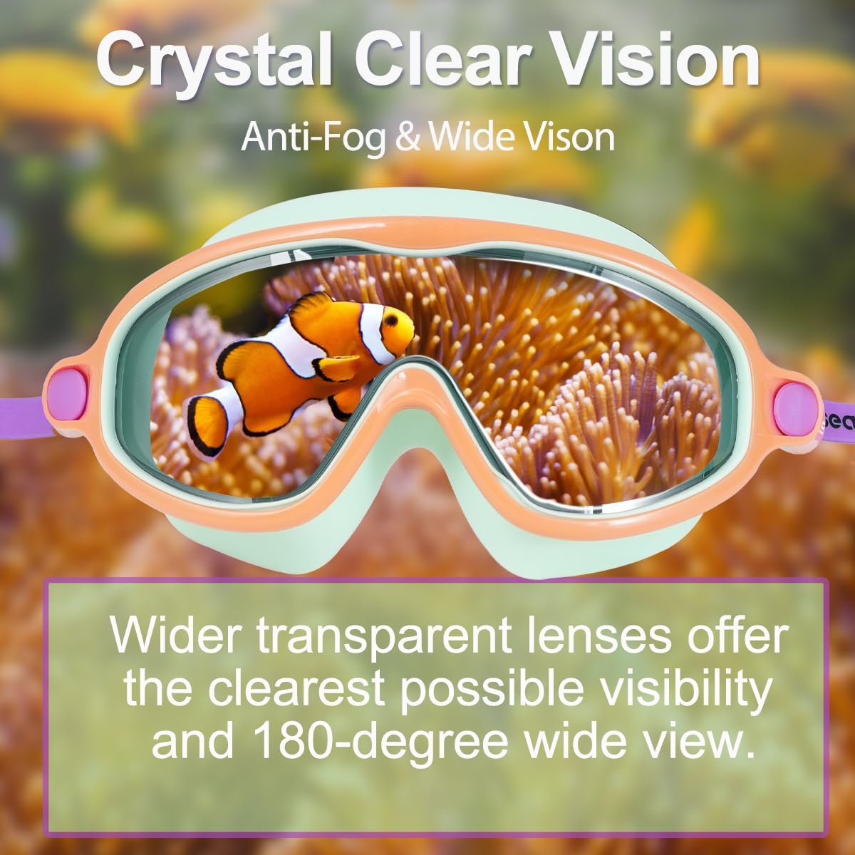 Seago Swim Goggles - Anti-Fog, Anti-UV, Wide View Design | 2 Pack for Kids Ages 3-14