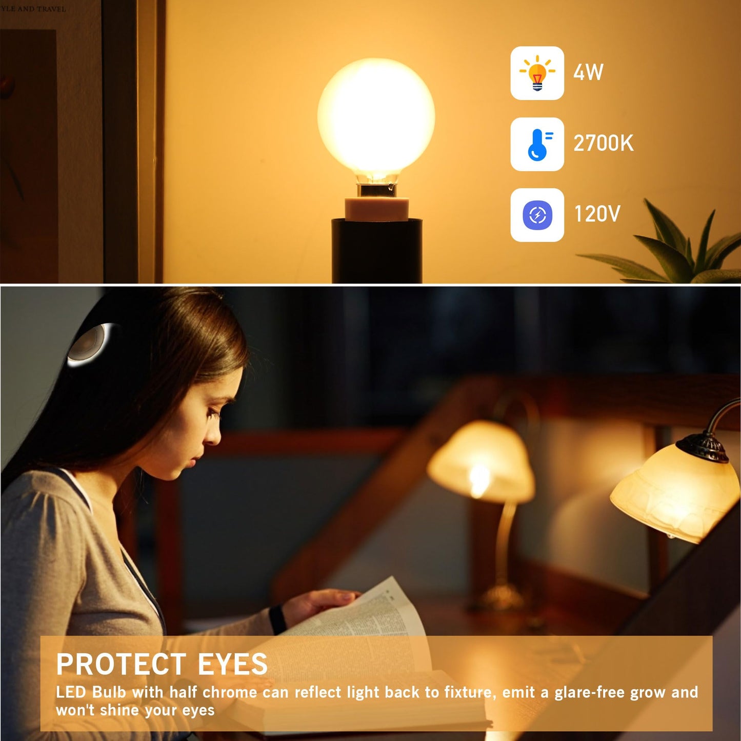 PADMO LUDAZ G16.5 LED Light Bulb 40W Equal 4W Type G Bulb,Dimmable Frosted E12 Globe Bulb,Round Candelabra Light Bulbs for Chandelier,Bathroom Vanity,Pendant,Warm White 2700K 400LM,Pack of 2