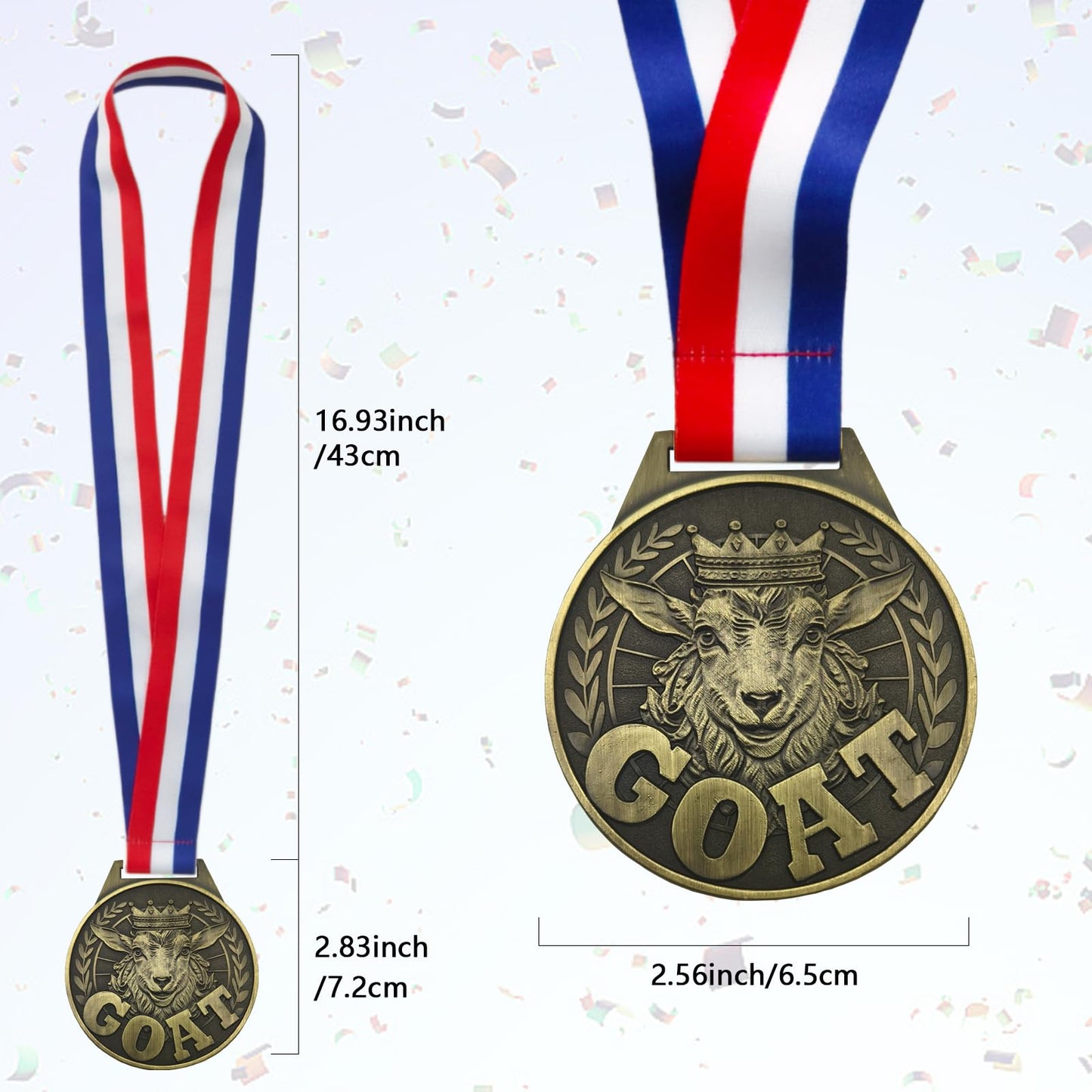 YUJUE Goat Medal - 3" Greatest Champion Medal of All Time, Goat Pendant Medal with Neck Strap, Goat Award Chain for Football Basketball Sports Championship MVP Award and Tournament League Champion