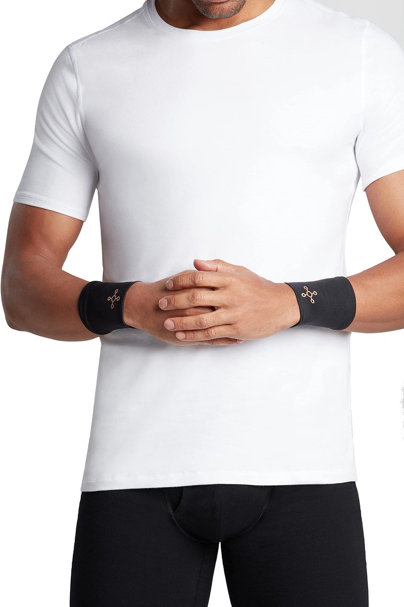 Tommie Copper Core Compression Wrist Sleeve, Unisex, Men & Women, Sweat Wicking Breathable Wrist Sleeve for Muscle, Tendon & Joint Support - Black - Medium
