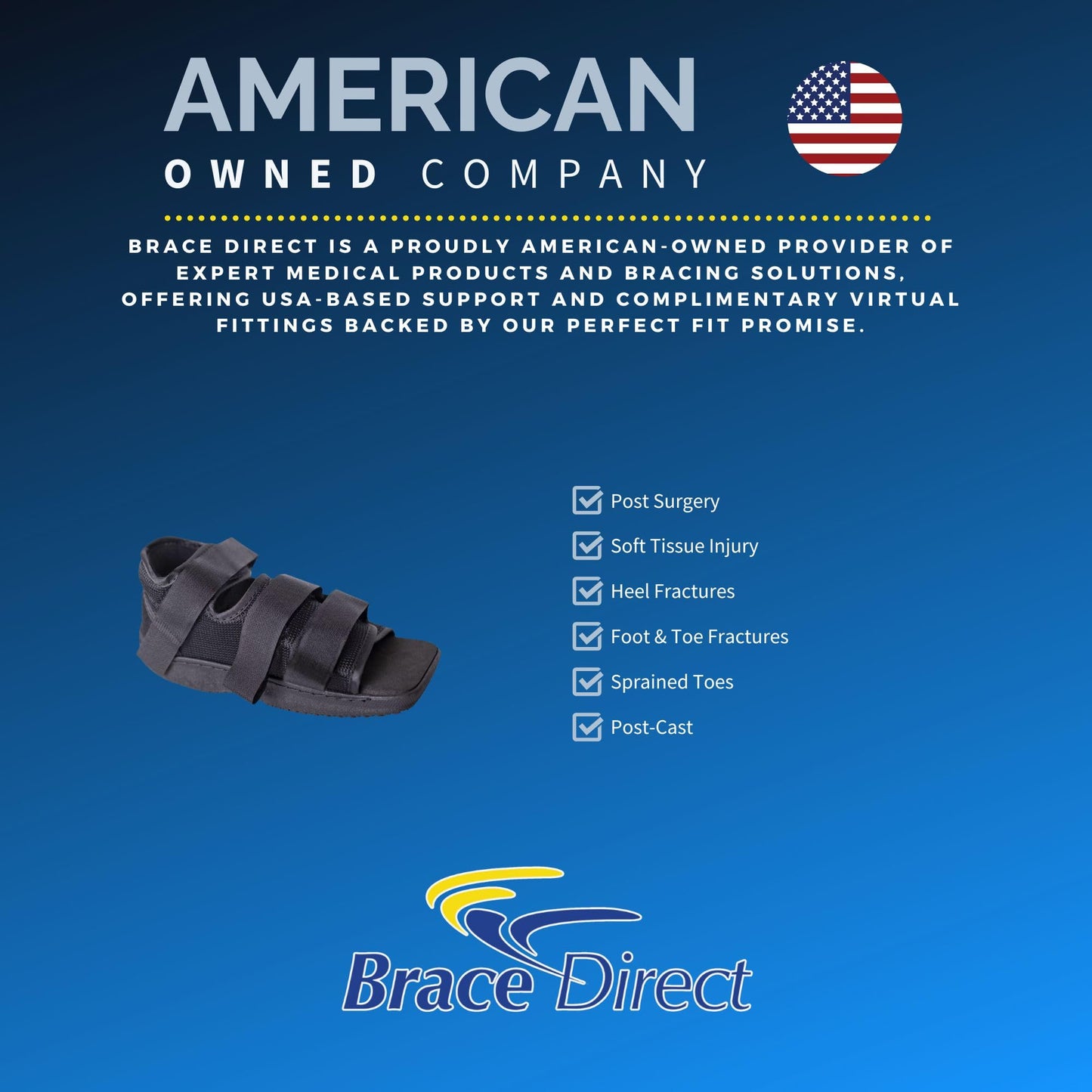 Brace Direct Pediatric Post-Op Shoe, Children’s Foot Injury Recovery, Support for Broken Toes, Fractures, Sprains, Protective Square Toe, Universal Left or Right Foot, Kids XS (US 11-1)