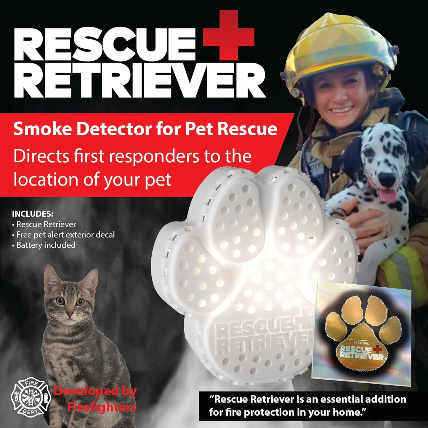 Pet Rescue Smoke Detector - Emergency Alert System for Dogs & Cats