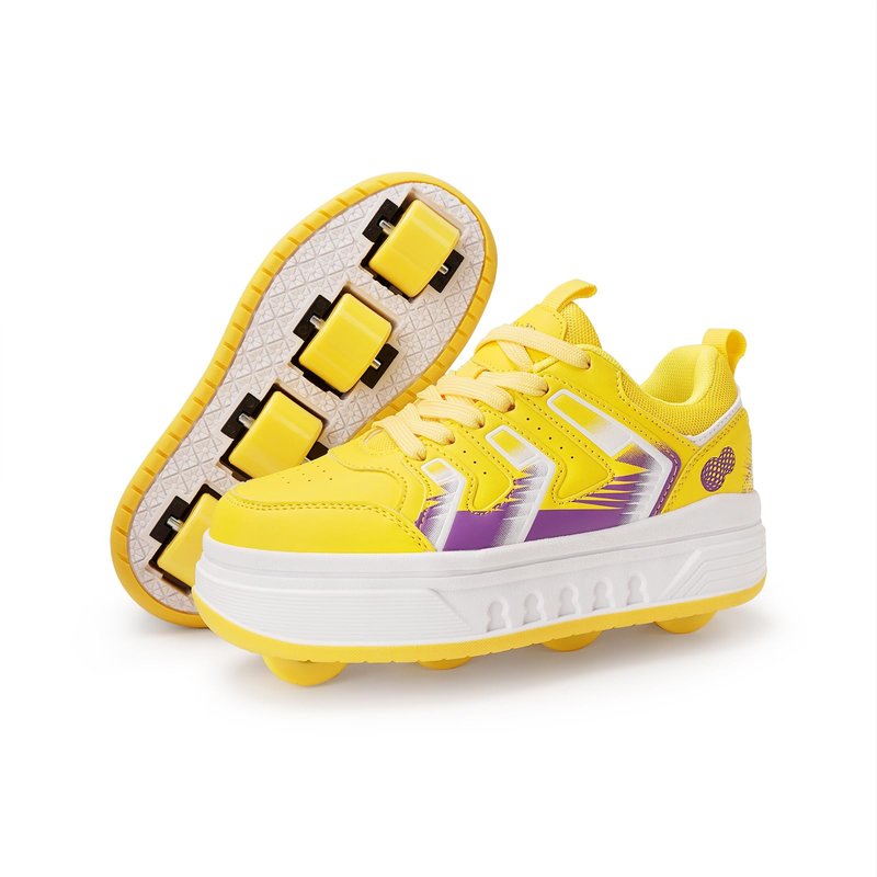 Shock-Absorbing Roller Skates Shoes for Girls - Adult Rollerblades Indoor/Outdoor Skating with Comfort Fit for Birthday Party Gift Yellow