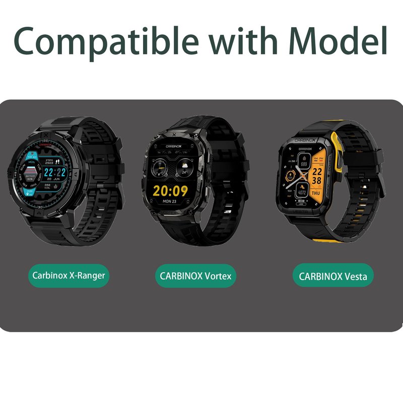 Compatible with Carbinox Vortex Bands, New Silicone Woven Line Adjustable Replacement Strap Compatible with Carbinox X-Ranger, Vortex, Vesta Smart Watch (3 Pack-White+Black+Blue, 22mm size band)