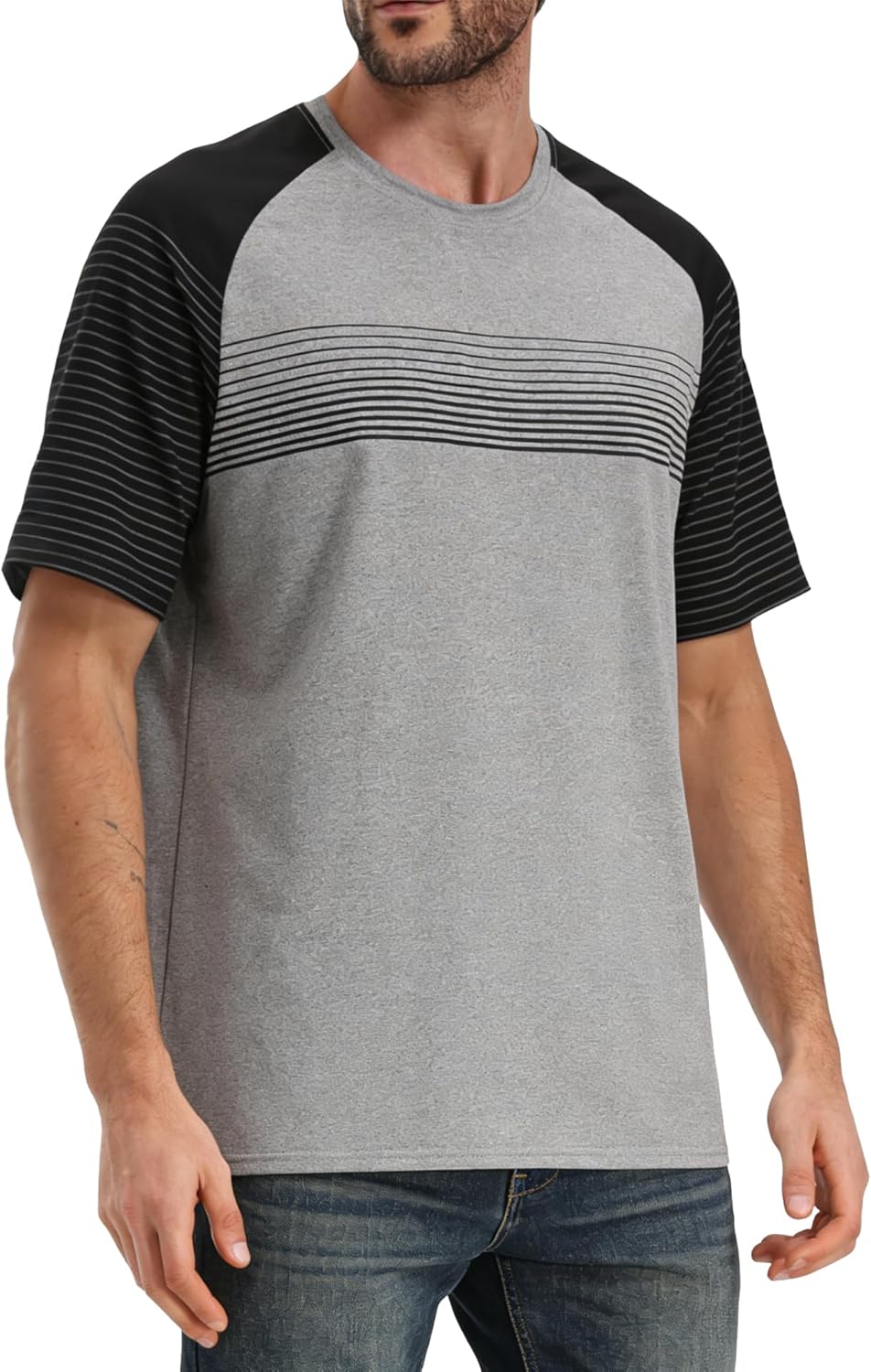 RPOVIG Men's Athletic Workout T-Shirts - 5 Pack Hipster Running Shirts | Comfortable Fit