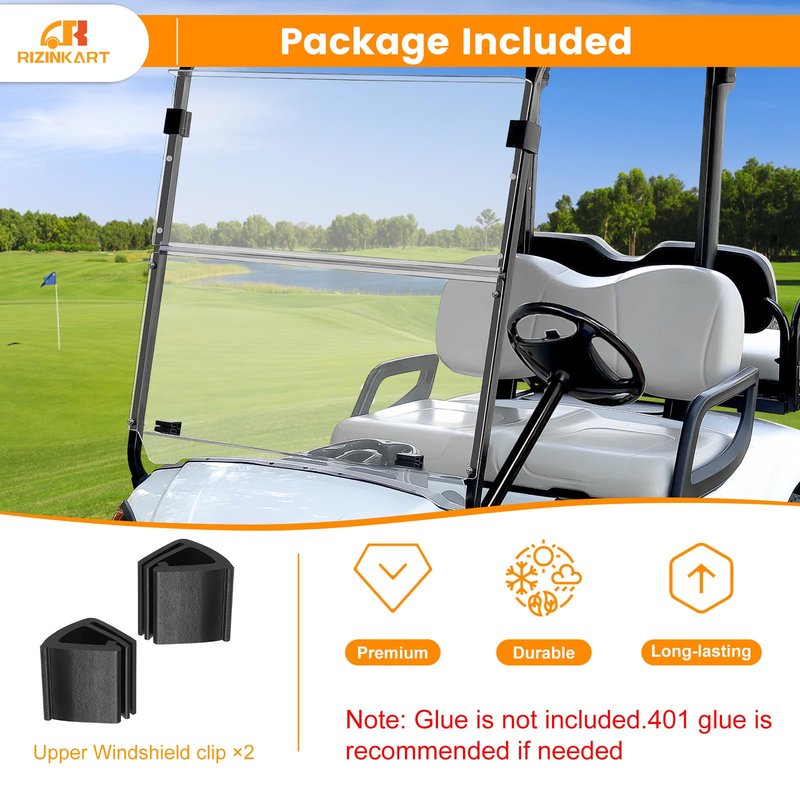 Rizinkart Golf Cart Windshield Retaining Clips Universal Fit EZGO TXT 2014+ ,Club Car, Yamaha,Upper Windshield Clips for 1'' × 1'' Tube