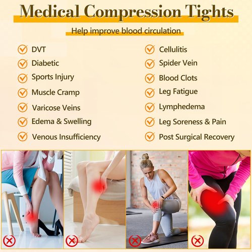 Myshear Medical Compression Pantyhose for Women Men, 20-30 mmHg Graduated Compression Tights, Closed Toe Compression Stockings, Support Hose, High Waist Compression Leggings for Varicose Veins, Edema