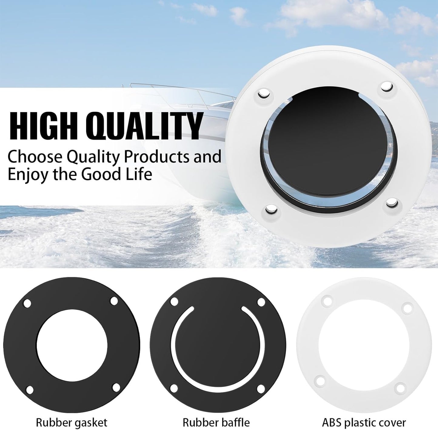 Threlaco Boat Scuppers - Self-Bailing Cockpit Mounted Scupper Valve | Includes 2-7/8 Inch Valve for Hull Repair
