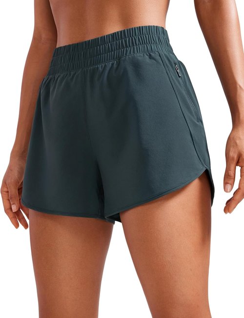 CRZ YOGA Dolphin Athletic Shorts - High Waisted Quick Dry for Running & Gym | 3-Inch Length