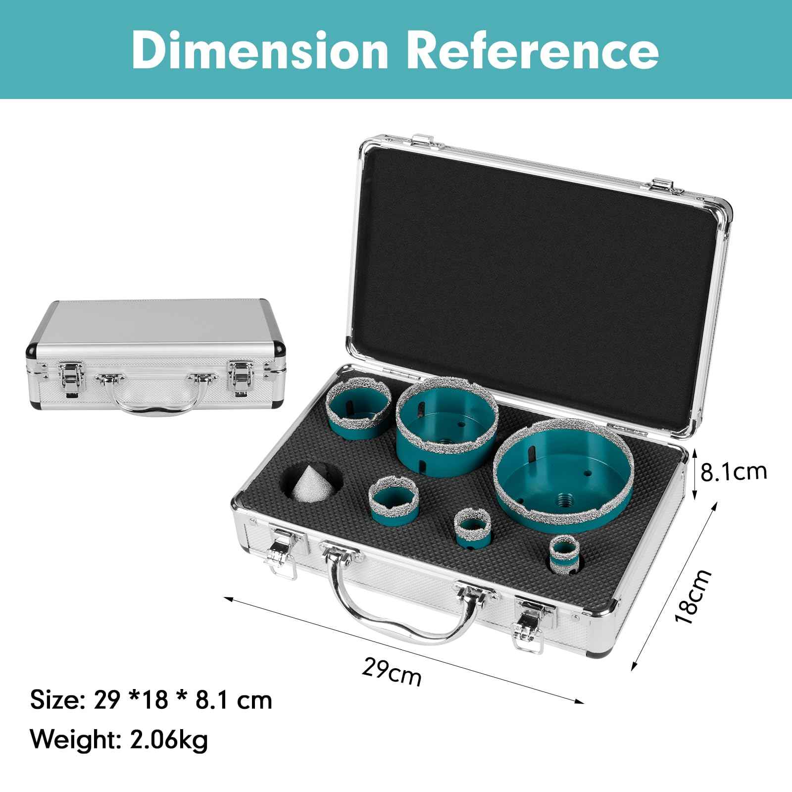 7Pcs Diamond Core Drill Bits Set - 5Pcs 25/35/50/75/100mm Drill Bits & 1Pc 50mm Chamfer Bit & 1pc 20mm Drilling Milling Bit - Hole Saw Set for Tile Granite Garble