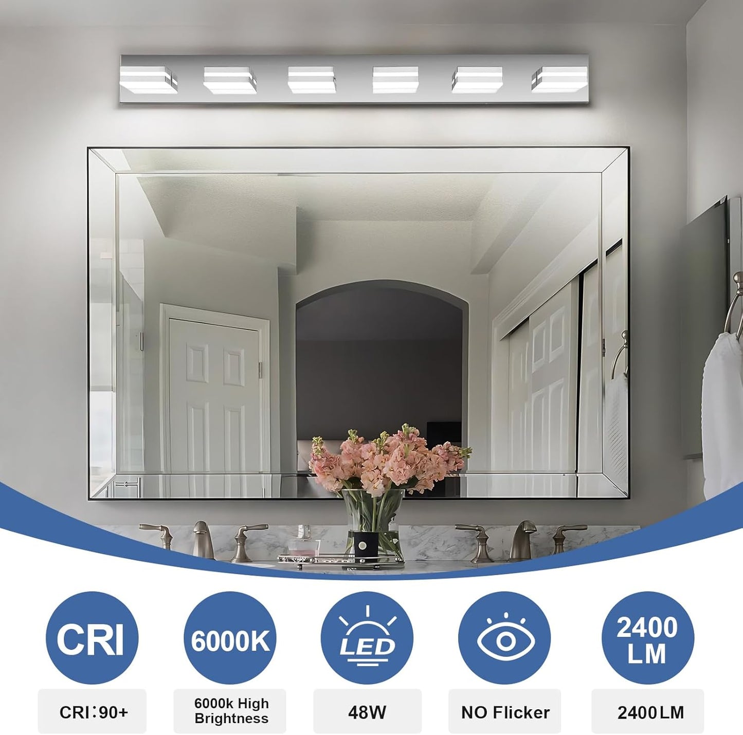 3-Light Modern LED Bathroom Vanity Light Fixture - Black Metal & Acrylic, 16-inch Over Mirror Lighting