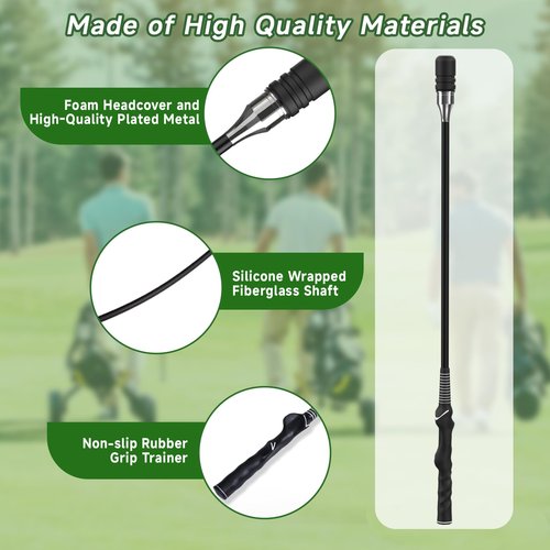 Golf Swing Speed Trainer, Golf Grip Trainer for Warm Up and Click Stick Tempo, Golf Swing Training Aid for Right Handed Golfers, Improves Flexibility, Balance & Swing Rhythm, Indoor & Outdoor Use