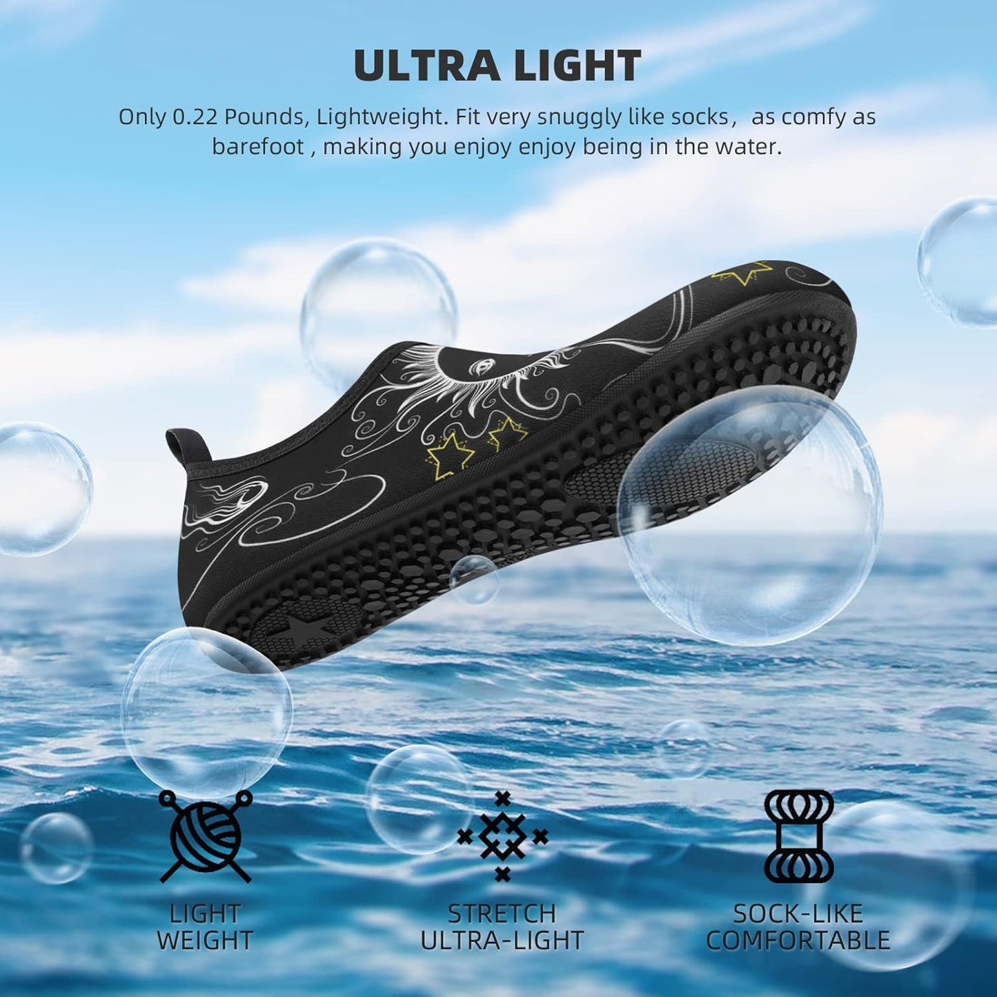 Skiennix Water Shoes - Quick-Dry Aqua Socks for Beach & Pool | Unisex Sizes for Adults & Youth