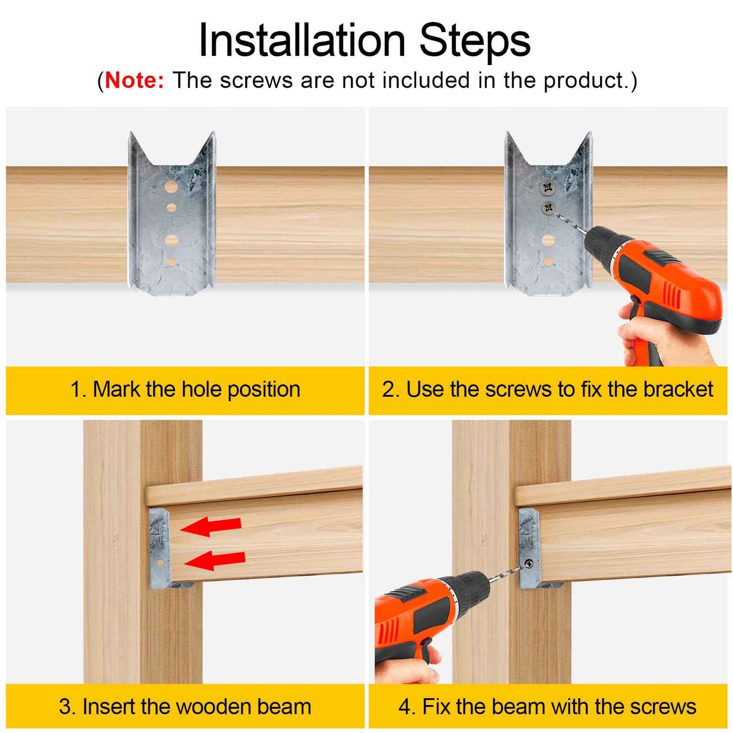 LukLoy 20 Pack 2x4 Brackets for Wood Rail, Fence Brackets Repair Kit Galvanized, Deck Railing Bracket Connectors for 2"×4"(Actually 1.5"x3.5") Wood Post, Includes 140PCS 304 Stainless Steel Screws