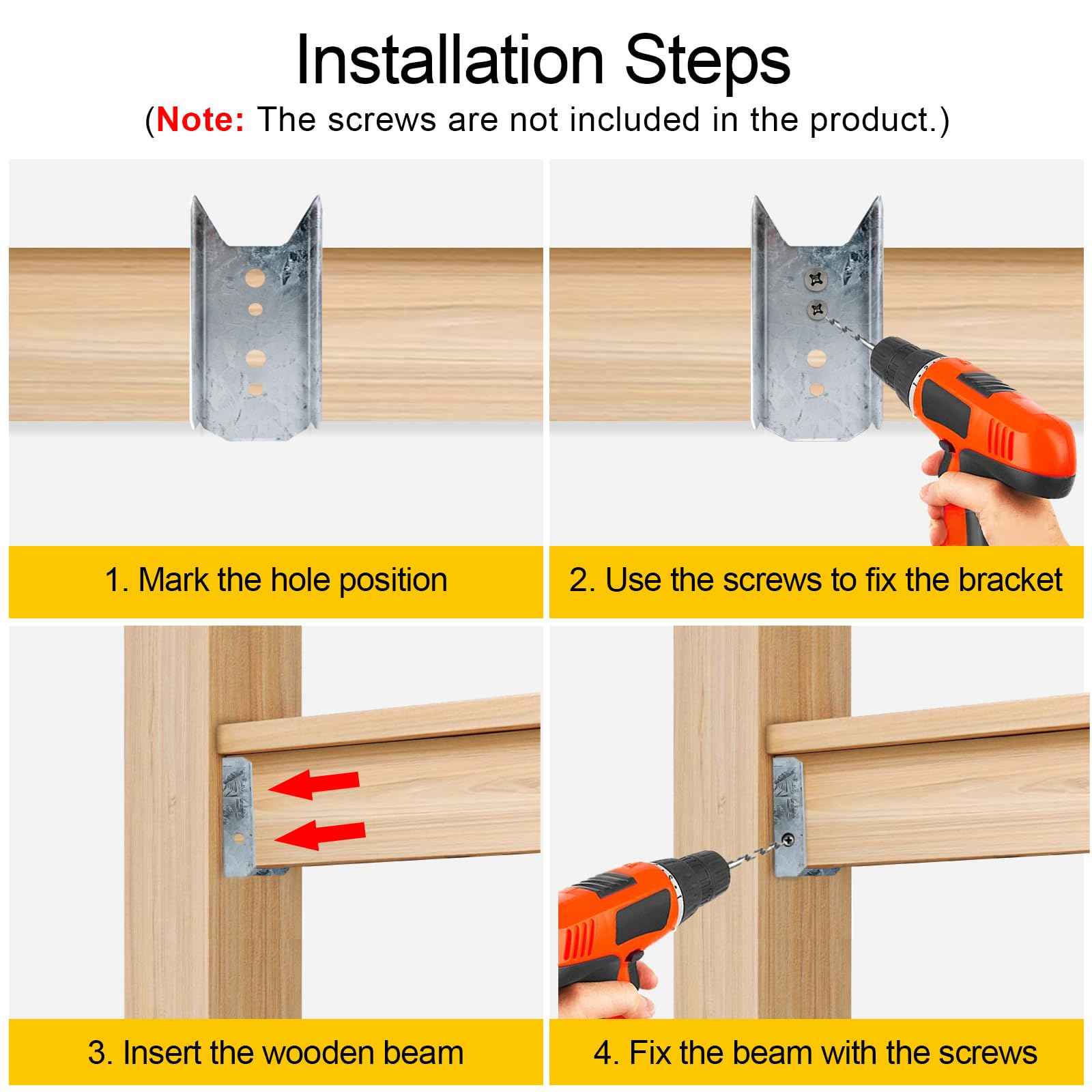 LukLoy 20 Pack 2x4 Brackets for Wood Rail, Fence Brackets Repair Kit Galvanized, Deck Railing Bracket Connectors for 2"×4"(Actually 1.5"x3.5") Wood Post, Includes 140PCS 304 Stainless Steel Screws