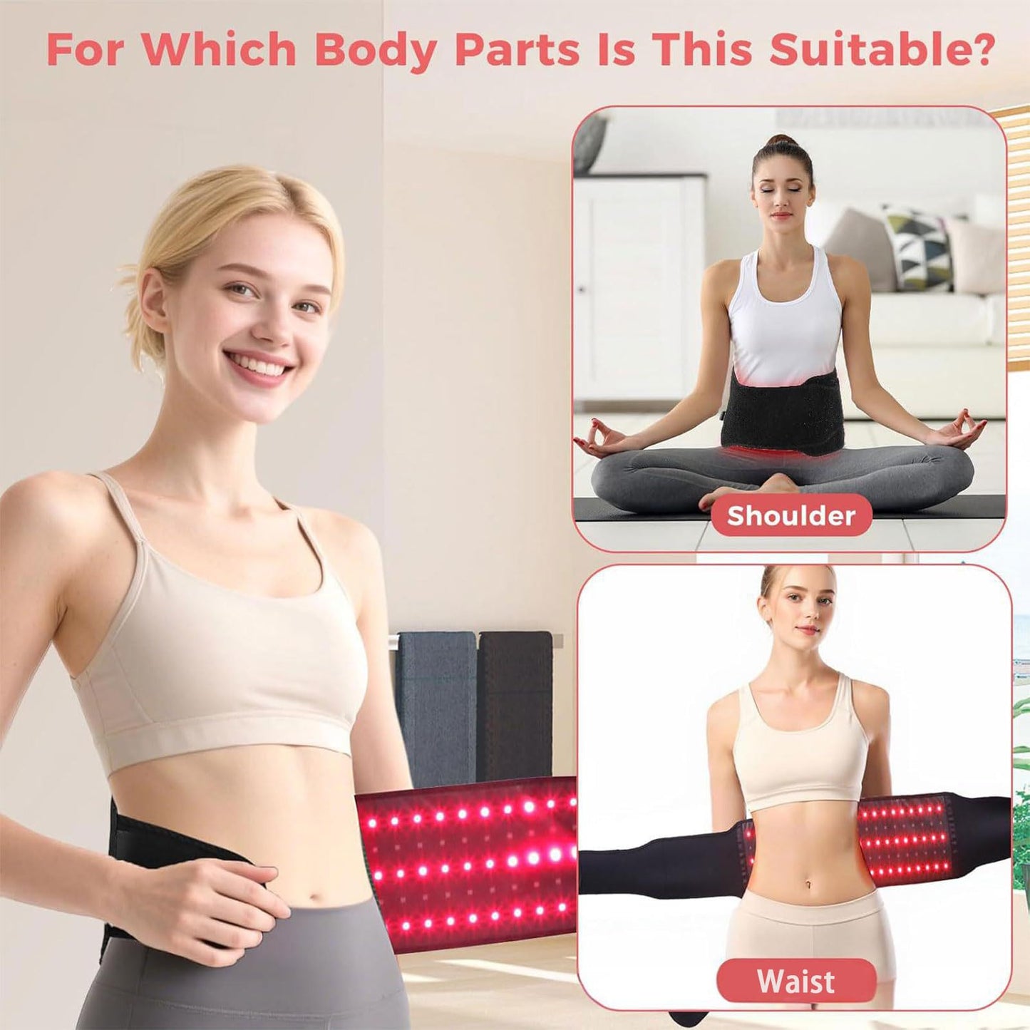 Firmly Red Light Therapy Belt, Firmly Dual-Wavelength Red Light Belt With 3-Layer Lift Technology, Muscle Relaxation, Adjustable & Portable for Wellness & Relaxation (Black)