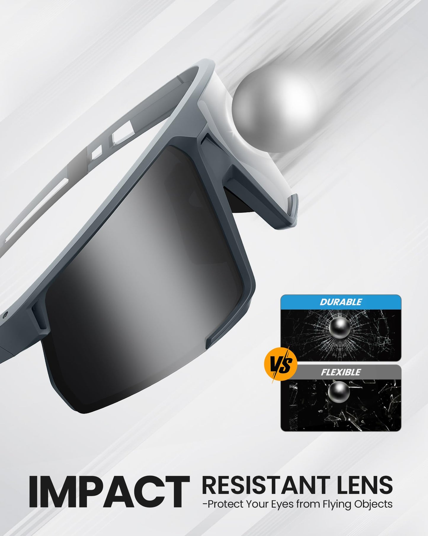 OutdoorMaster Hawkview Polarized Cycling Sunglass, TR90 Sunglasses for Adults Women Men Running Baseball MTB Bike，Silver