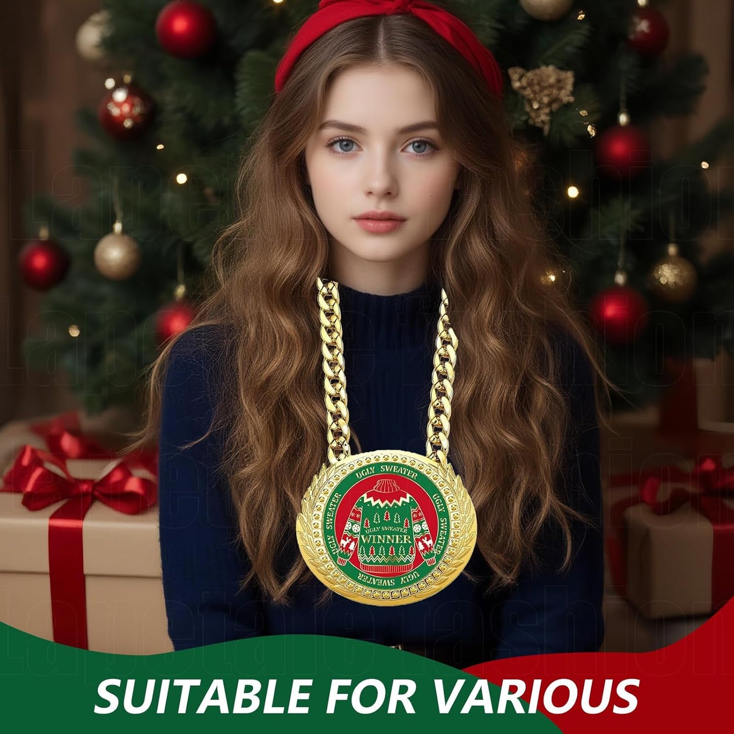 Skiennix Turnover Chain - 6" Gold Awards Medal Goat Trophy Necklace for MVP Sports Achievements