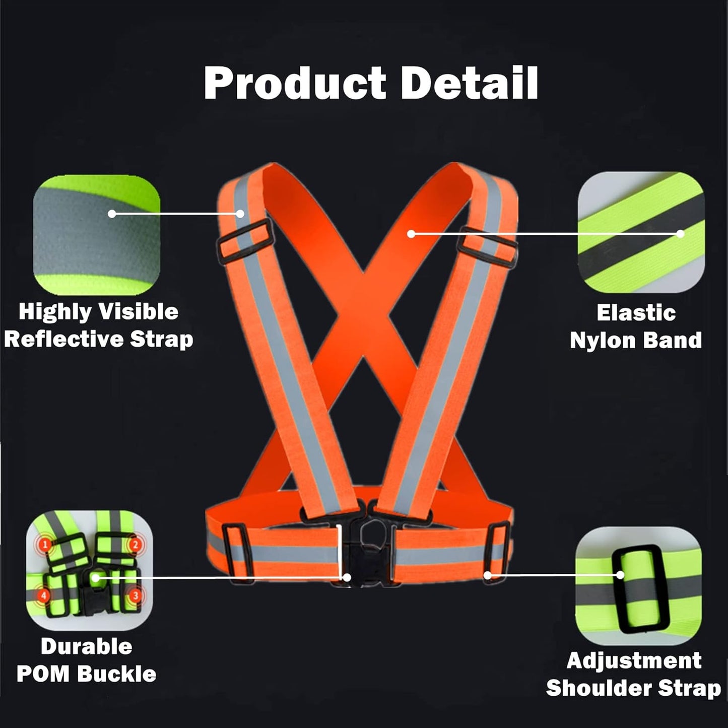 Reflective Running Gear | High Visibility Vest, Armband & Belt Set for Night Safety - Unisex