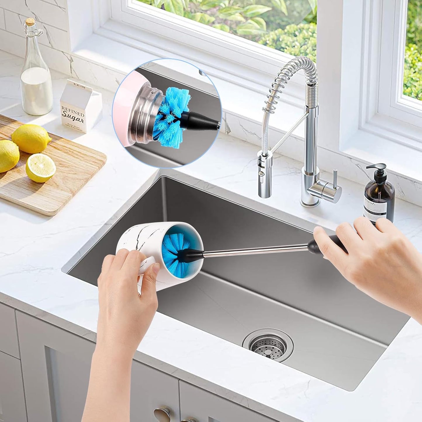 Stainless Steel Cleaning Brush Set by [Brand Name] - 3-in-1 Design for Bottles, Mugs & Tumblers