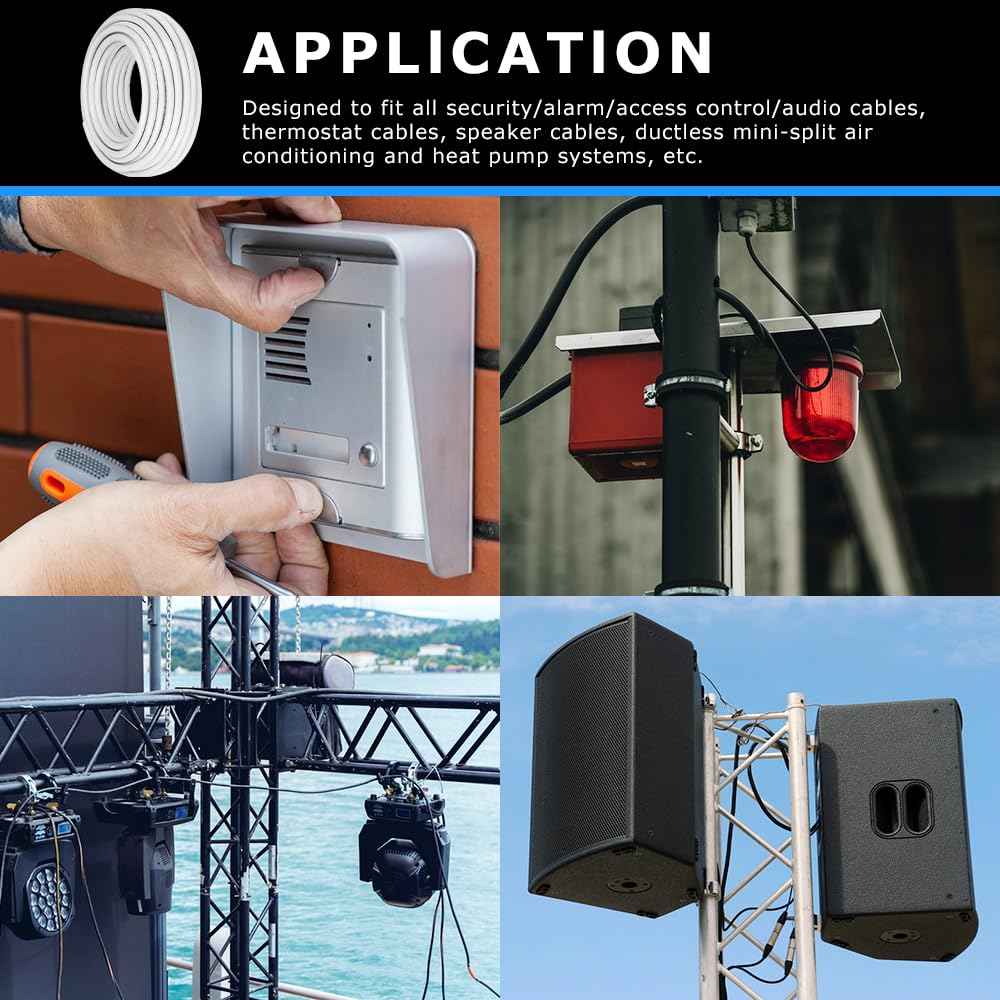 22 Gauge 2 Conductor Electrical Wire, 100FT White Stranded Low Voltage 22/2 PVC Case, 22 AWG Tinned Copper 2 Wire Extension Power for Strips LED Lamp Lighting