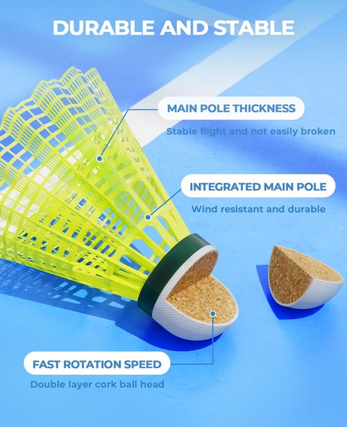 HIRALIY 24 Pack Badminton Birdies, Nylon Durable Shuttlecocks for Backyard & Baseball Batting Practice, Wind Resistant Speed 77 Bulk Yellow Ball Set for Family, Beginners & Outdoor Sports