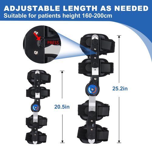 JorWystia ROM Knee Brace with Side Stabilizer, Adjustable Hinged Knee Support Brace for Arthritis, ACL, MCL, and PCL Injury, Post Op Knee Orthosis Immobilizer for Left and Right Leg