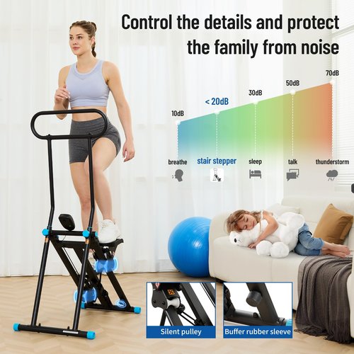 HXD-ERGO Stair Stepper for Home, 6 Adjustable Resistance Vertical Climber Cardio Exercise Machine, Folding Stair Climber for Full Body Workout with Adjustable Handlebar