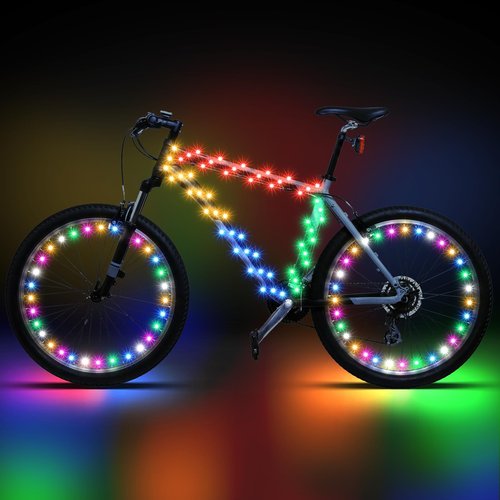 Woanger 3 Pcs LED Bike Lights for Night Riding Bicycle Wheel and Frame Lights Battery Powered Bike Accessories Gifts for Adults Riding at Night (Multicolor)