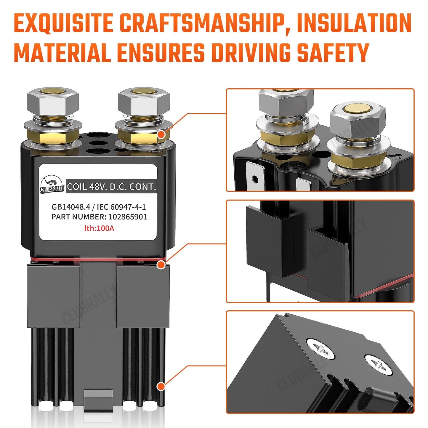 CLUBRALLY 48 Volt OEM Solenoid with Resistance for Club Car New Model DS & Precedent & Tempo, OEM#102865901, 1014947