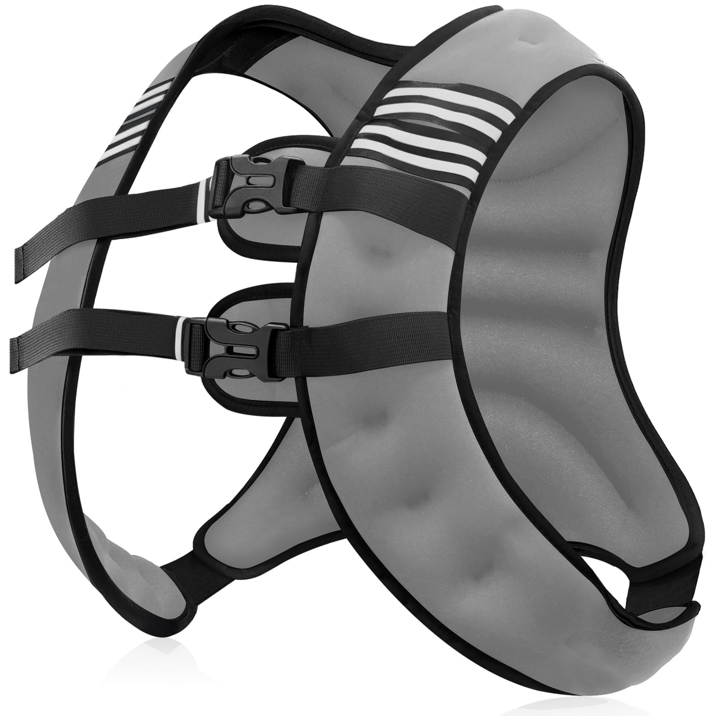 NATURELUX Weighted Vest with Reflective Stripe and Adjustable Buckle Straps, Grey, 30 lbs