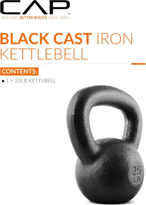 CAP Barbell Cast Iron Kettlebell - Durable Coated Design | Multiple Weight Options Available