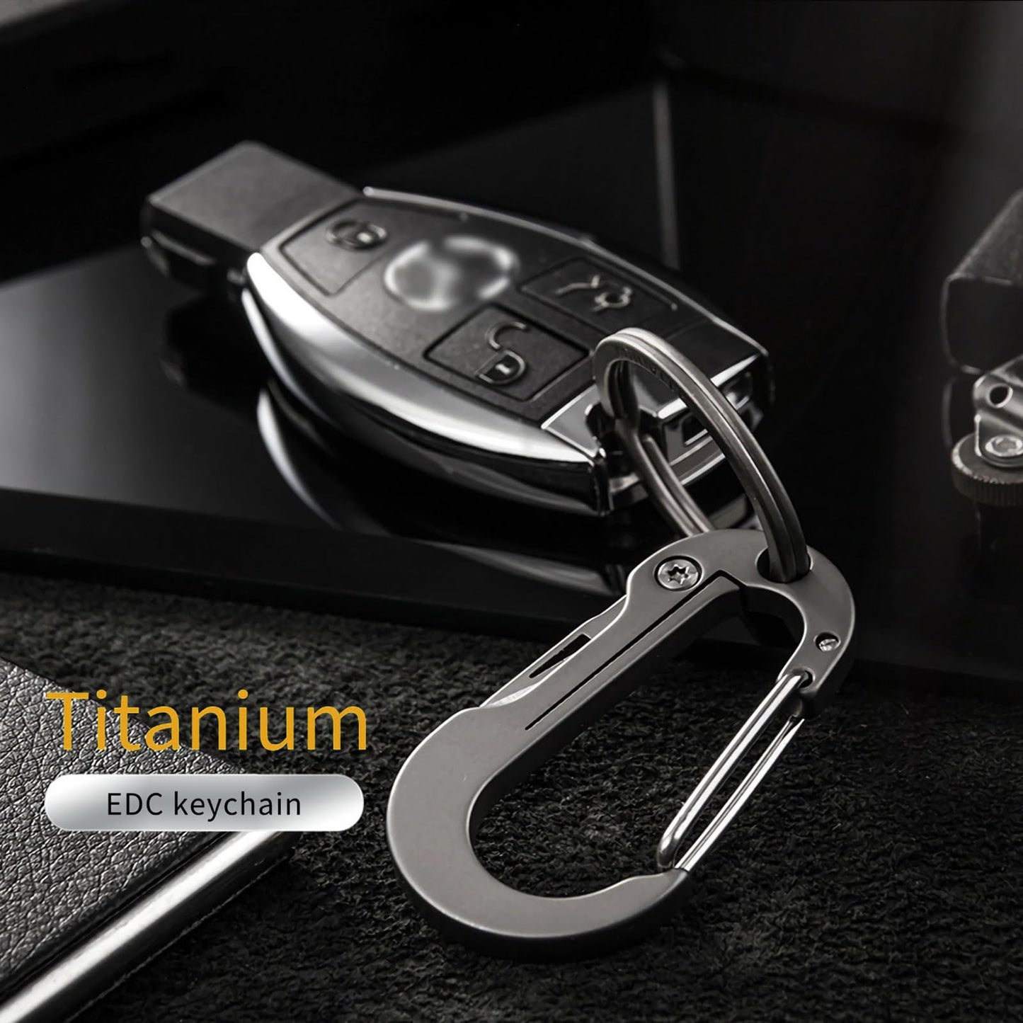 ResafeLy Titanium Carabiner Clip for Keys,Multifunctional EDC Keychain with Keyring,Backpack Accessory,Cool Gadget for Daily Use (02 Grey-Knife)