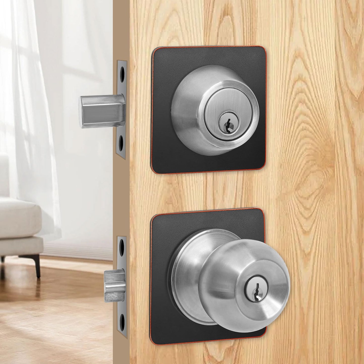 MOSECYOU Door Knob Plates Square Version, Oil Rubbed Bronze, Door Lock Spacer Shim Backplate Reinforcement Plate, Scar Plates for Door Knob/Deadbolt(2pcs)