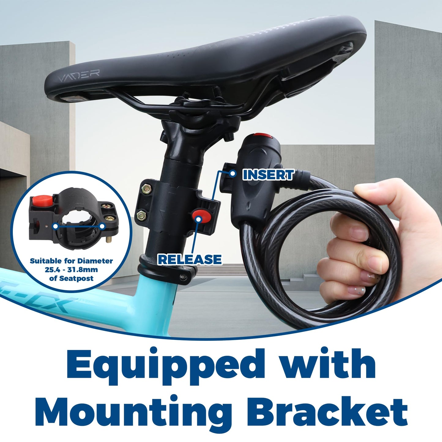 MEGHNA Bike Cable Lock with Keys Heavy Duty Bicycle Lock Anti Theft Lock with Bracket for Mountain Bike Road Bike E-Bike Scooter