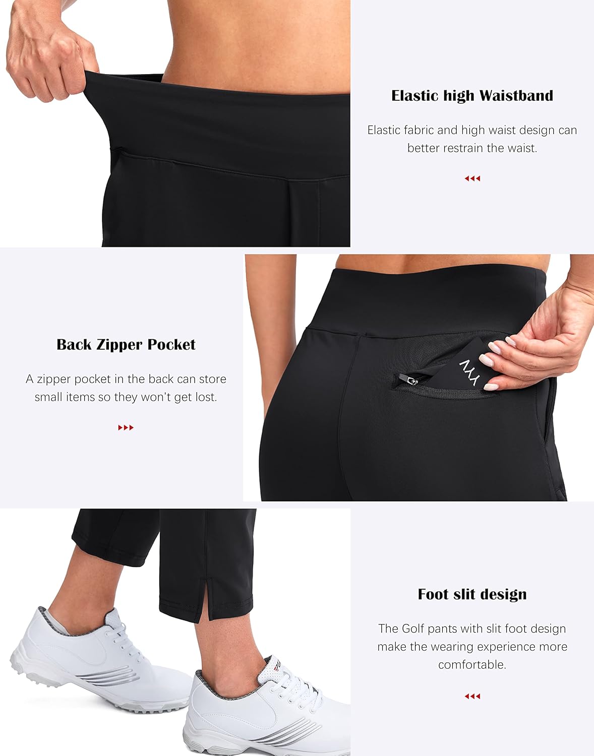 YYV Women's Golf Pants - Stretch High Waist Ankle Pants with Pockets for Yoga & Casual Wear
