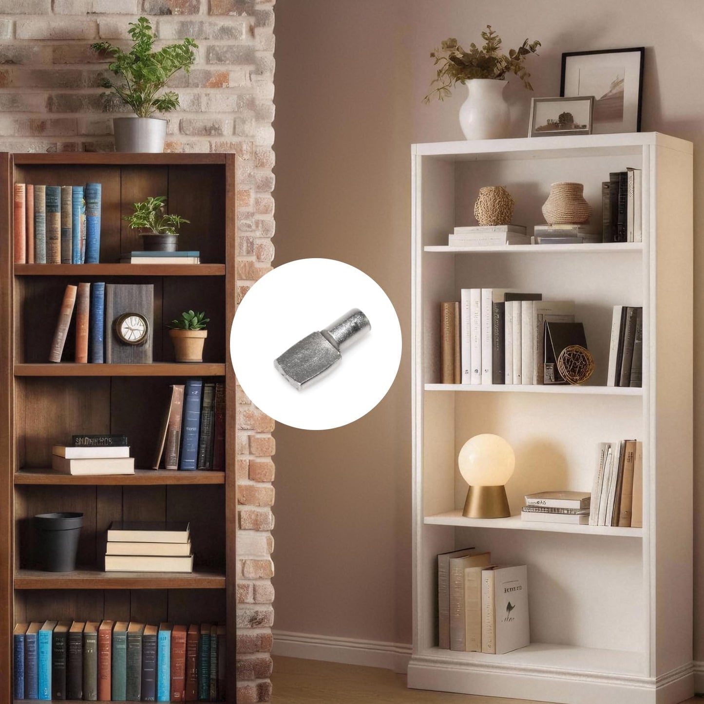 Benkyo 7mm Shelf Pins Cabinet Shelf Pegs 7mm Metal Shelf Pegs for Shelves Shelf Holders Pegs Shelf Support Pegs （50 Piece）