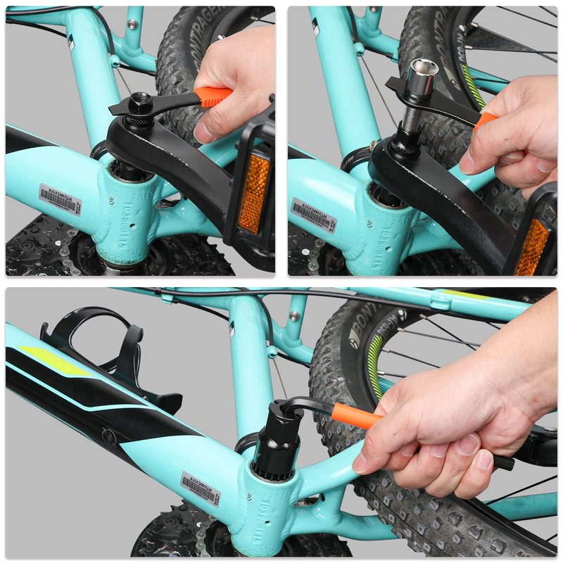 Oumers Bike Crank Puller Tool Set, Bike Crank Extractor + Bicycle Bottom Bracket Remover + 16mm Spanner Wrench + Hexagonal Wrench for Removing