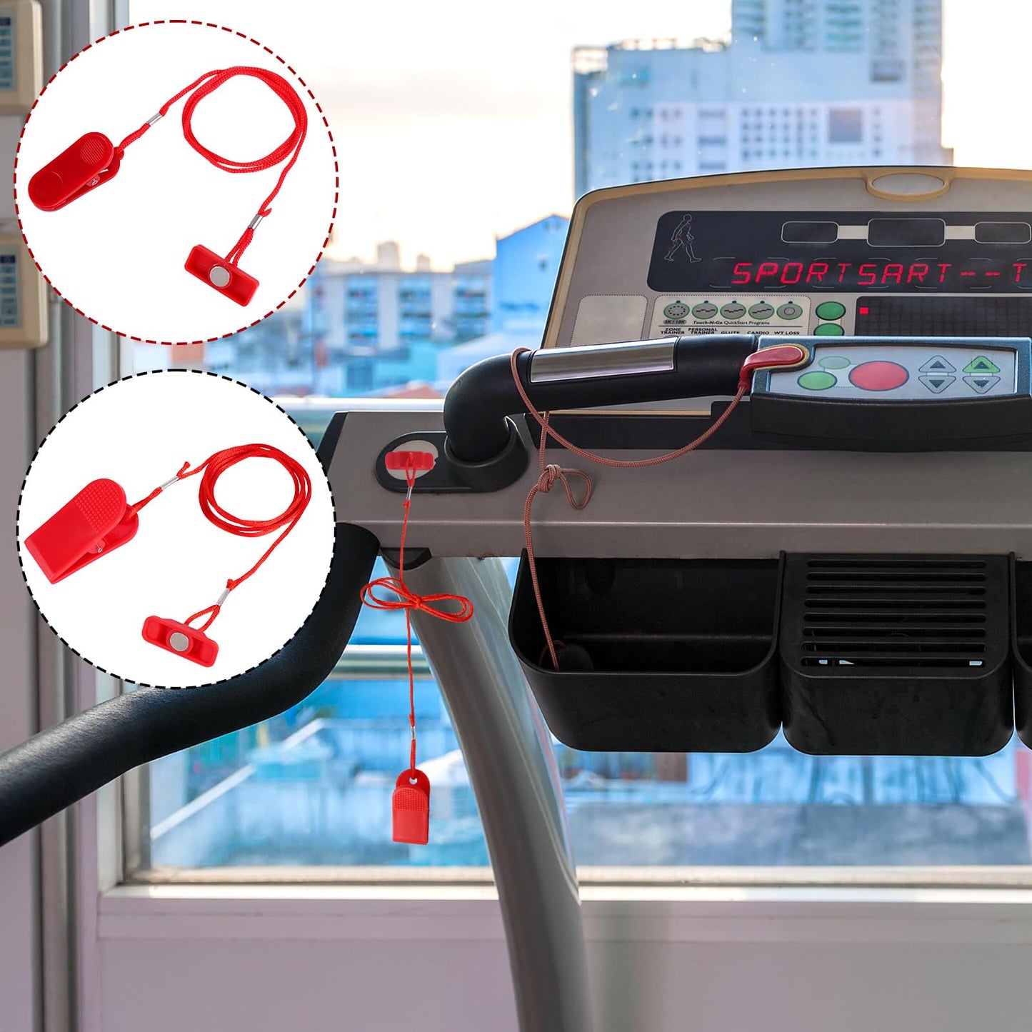 2pcs Treadmill Magnet Safety Keys, Universal Magnetic Treadmill Safety Key Replacement Running Machine Emergency Stop Magnets (2 Sizes)