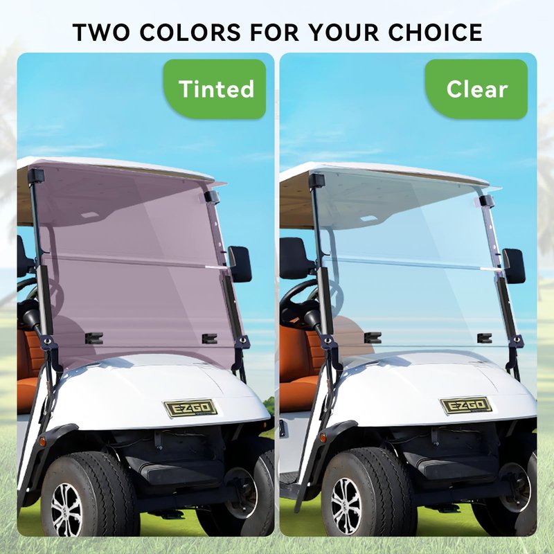 VPAHub EZGO TXT Pre 2013 Flip Flop Compact Golf Cart Windshield, Tinted Color, 3/16" Thickness, Fits EZGO TXT 1995-2013