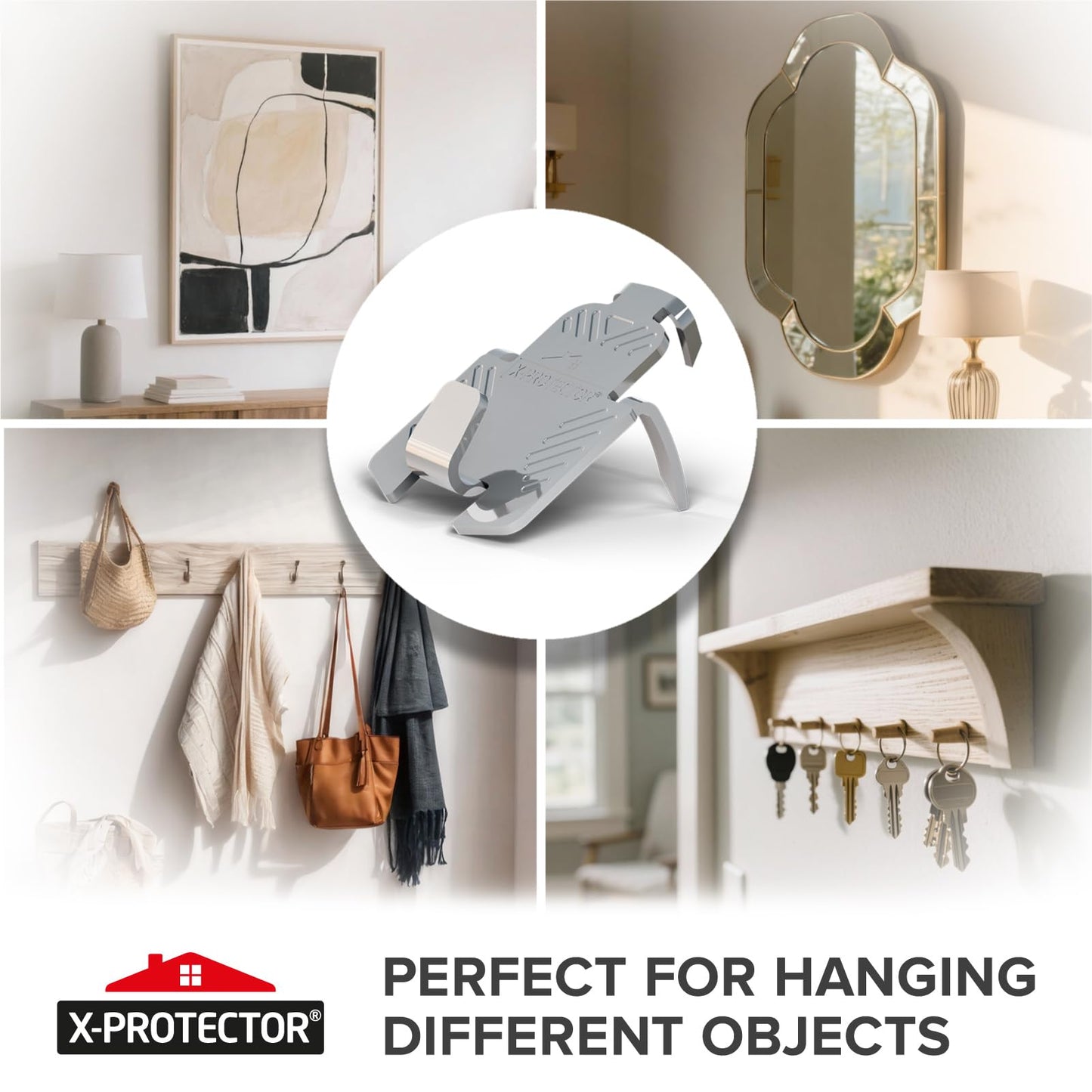 X-Protector 20 lb. Drywall Picture Hangers - 20 PCS of Heavy Picture Hanging Hardware - Compact Wall Hanging Kit - Metal Frame Hangers - Ideal Hooks for Heavy Objects Including Mirrors on The Wall!