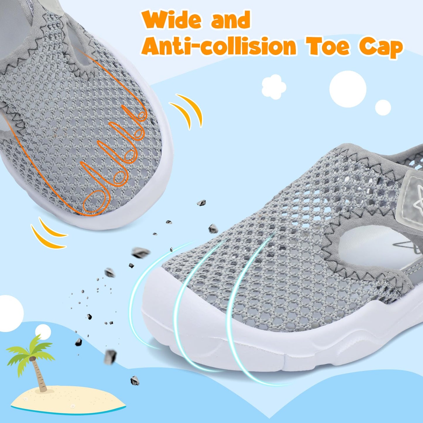 LeIsfIt Toddler Sandals Boys Girls Wide Sandals Kids Water Sandal Shoes Lightweight Barefoot Summer Shoes for Indoor Outdoor Grey 7 Toddler