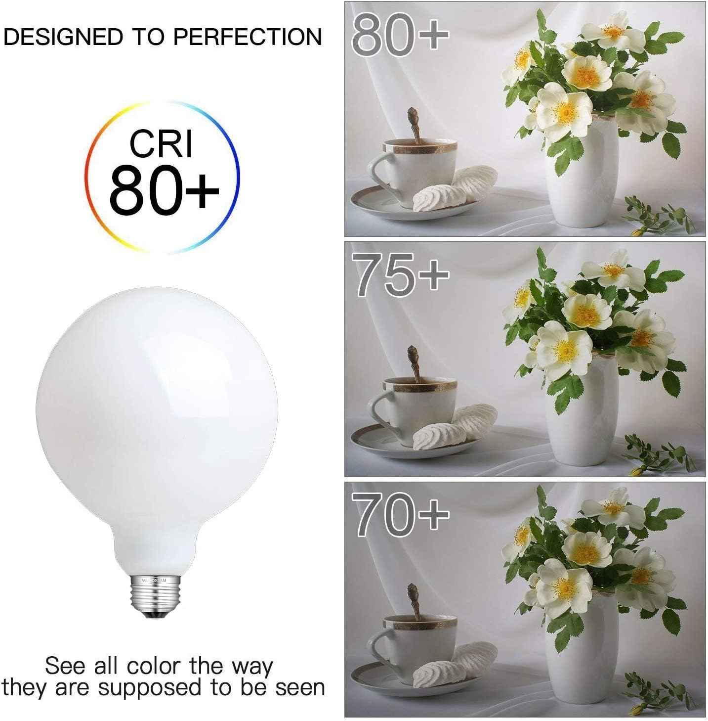 CtrlCV LED Light Bulbs, G125 Globe Bulb,10w Globe Light Bulb, Warm White Light 2700k LED Bulbs,Non-Dimmable,E26 Base Large Light Bulb,Milky White Led Bulb 1000 Lumens,Perfect for Indoor Home Lighting
