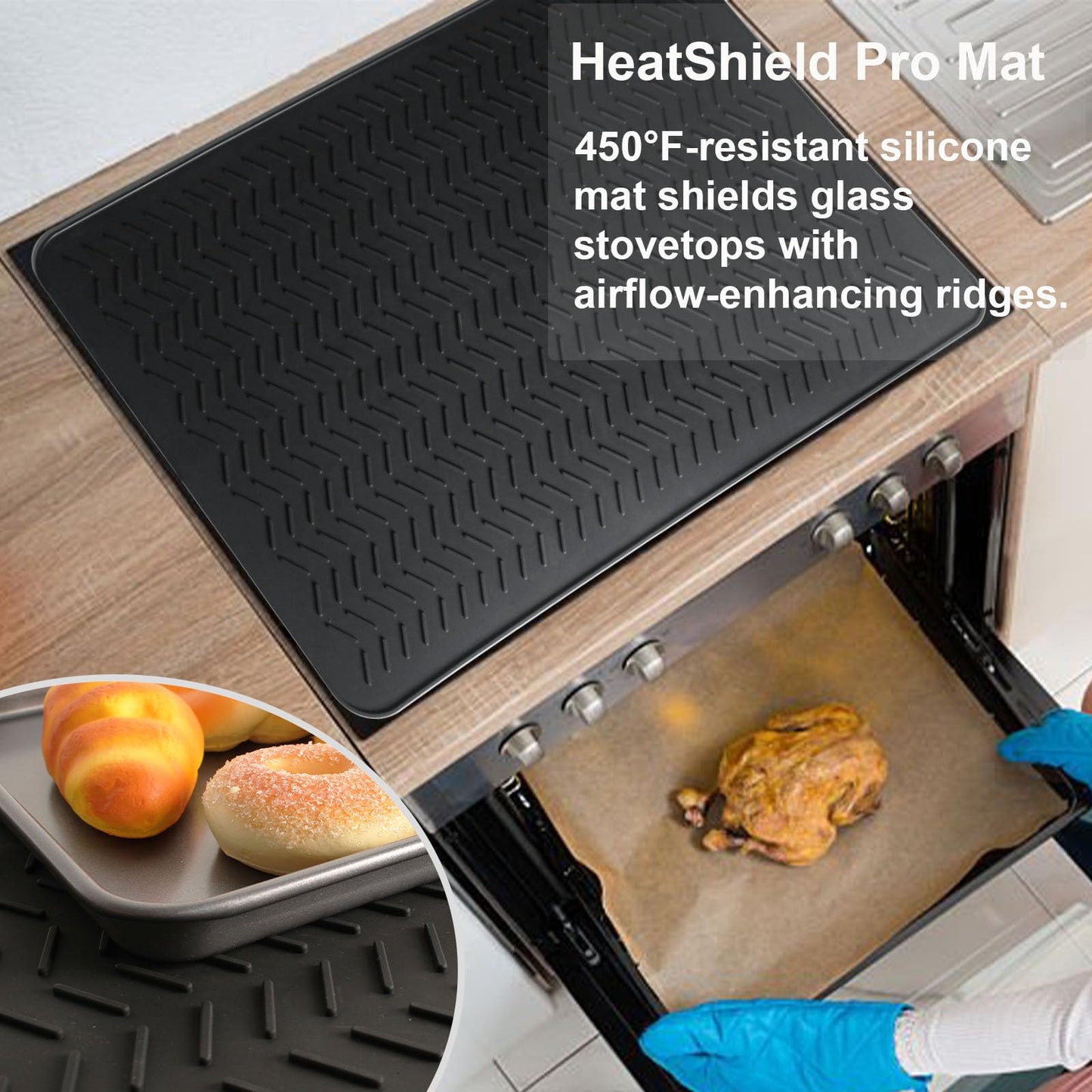 GUDEYIHE Stove Top Covers for Electric Stove, Thickened Premium Silicone Stove Mat for Glass Top Stove, 28 x 20 Glass Stove Top Cover Protector, Oven Range Top Cover, XL Dish Drying Mat